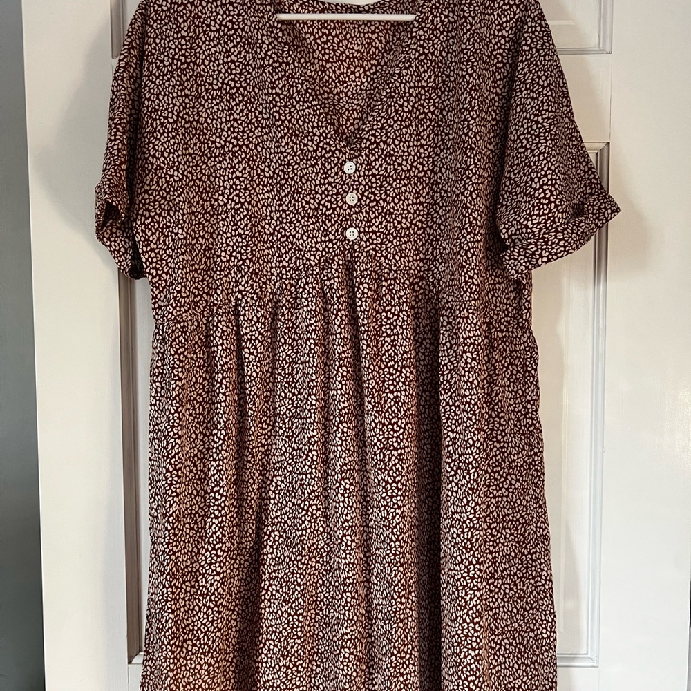 Brown Patterned Women's Dress